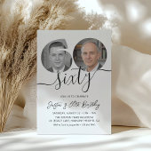 Invitation Minimalist Sixty Black White 60th Birthday Party