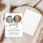 Invitation Minimalist Sixty Black White 60th Birthday Party