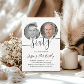Invitation Minimalist Sixty Black White 60th Birthday Party