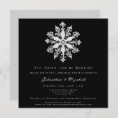 Invitation Minimalist Snowflake Rehearsal Dinner | Black (Devant / Derrière)