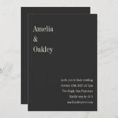 Invitation Minimalist Soft Black Elegant Modern Wedding (Devant / Derrière)