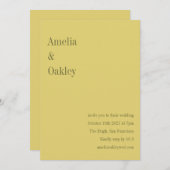 Invitation Minimalist Soft Yellow Elegant Chic Modern Wedding (Devant / Derrière)