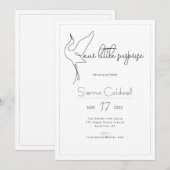 Invitation Minimalist Stork Neutral Baby Shower (Devant / Derrière)