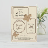 Invitation Minimalist Style Flower Notes Baby Shower (Debout devant)