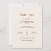 Invitation Minimalist Terracotta Wedding Monogram (Devant)
