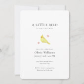 Invitation Minimalist Tiny Floral Bird Baby Shower  (Devant)