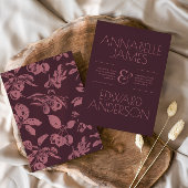 Invitation Minimalist Typography Elegant Burgundy Wedding