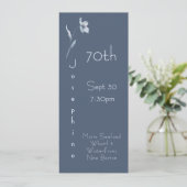 Invitation Minimalist Vertical Floral Slate 70th Birthday  (Debout devant)
