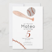 Invitation Minimalist Vintage Baseball Birthday Party (Devant)