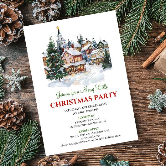 Invitation Minimalist watercolor Christmas scene holiday