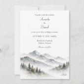 Invitation Minimalist Watercolor Mountain Wedding Pine Tree (Devant)