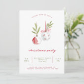 Invitation Minimalist Watercolor Ornaments Christmas Party (Debout devant)