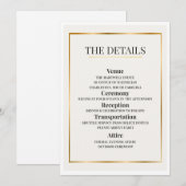 Invitation Minimalist Wedding Details Card – Gold Border (Devant / Derrière)