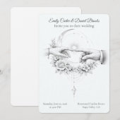 Invitation Minimalist Wedding Hands Romantic Couple (Devant / Derrière)
