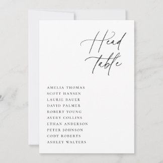 Invitation Minimalist Wedding Head Table Seating Card