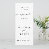 Invitation Minimalist Wedding Reserved Seating Tag (Debout devant)