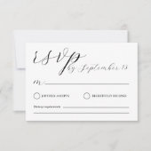 Invitation Minimalist Wedding RSVP Card | Simple Black &White (Devant)