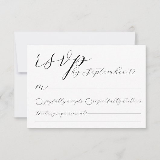 Invitation Minimalist Wedding RSVP Card | Simple Black &White (Devant)