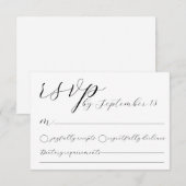 Invitation Minimalist Wedding RSVP Card | Simple Black &White (Devant / Derrière)