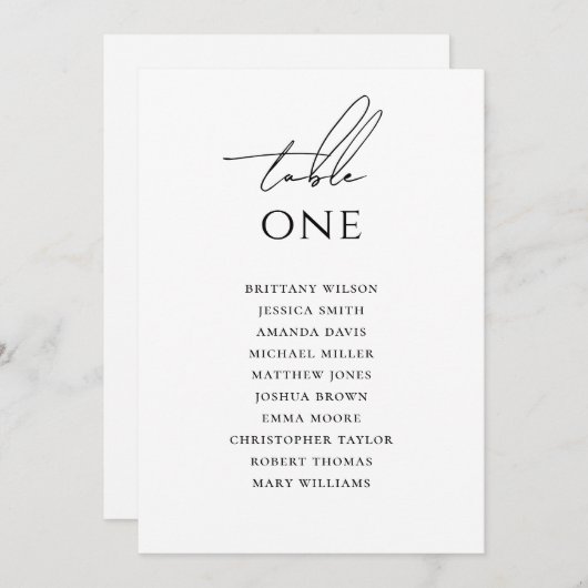 Invitation Minimalist Wedding Seating Chart | Elegant Simple  (Devant / Derrière)