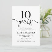 Invitation Minimalist White Black 10th Wedding Anniversary (Debout devant)