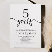 Invitation Minimalist White Black 5th Wedding Anniversary