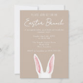 Invitation Minimalist White Bunny Ears Beige Easter Brunch (Devant)