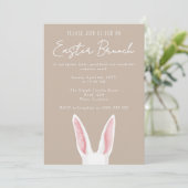 Invitation Minimalist White Bunny Ears Beige Easter Brunch (Debout devant)