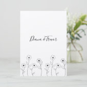 Invitation Minimalist Wild Flowers Wedding Monogram Design (Debout devant)