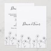 Invitation Minimalist Wild Flowers Wedding Monogram Design (Devant / Derrière)