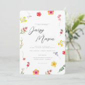 Invitation Minimalist Wildflower Botanical Wedding with photo (Debout devant)
