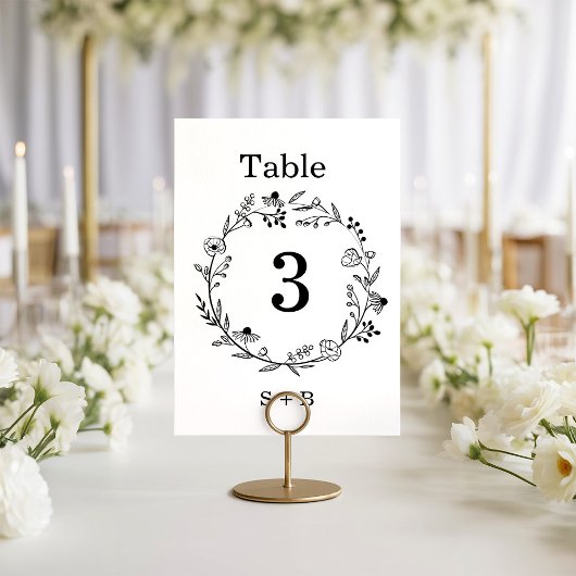 Invitation minimalist Wildflower Wreath Folk Rustic Wedding 