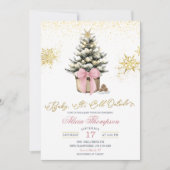 Invitation Minimalist Winter Pink Coquette Bow Baby Shower (Devant)