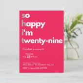 Invitation minimaliste 29e anniversaire Moderne 29 (Debout devant)