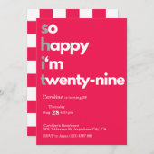 Invitation minimaliste 29e anniversaire Moderne 29 (Devant / Derrière)