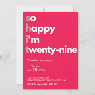 Invitation minimaliste 29e anniversaire Moderne 29