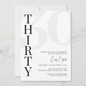 Invitation minimaliste 30ème anniversaire de fête (Devant)