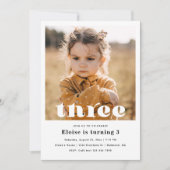 Invitation minimaliste 3e anniversaire | 3e annive (Devant)