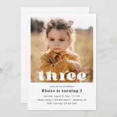 Invitation minimaliste 3e anniversaire | 3e annive (Devant / Derrière)