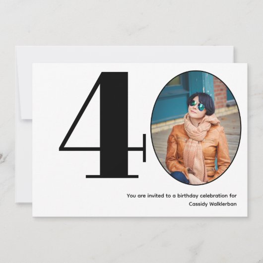 Invitation Minimaliste 40 Photo 40e anniversaire (Devant)