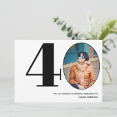 Invitation Minimaliste 40 Photo 40e anniversaire (Debout devant)