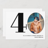 Invitation Minimaliste 40 Photo 40e anniversaire (Devant / Derrière)