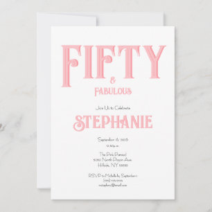 Invitation Minimaliste 50 ans et Fabuluse Fête d'anniversaire