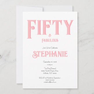 Invitation Minimaliste 50 ans et Fabuluse Fête d'anniversaire