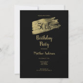 Invitation minimaliste 50e Gold Black Anniversaire (Devant)