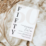 Invitation minimaliste 50ème anniversaire de fête<br><div class="desc">Cette invitation minimaliste à la fête du 50ème anniversaire de typographie est parfaite pour une fête d'anniversaire moderne. Le design simple est composé d'une typographie minimaliste classique en noir et blanc et d'une touche moderne. Personnalisable dans n'importe quelle couleur. Gardez le design minimal et élégant, en l'état, ou personnalisez-le en...</div>
