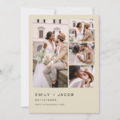 Invitation Minimaliste 5 Photo Champagne Beige Mariage élégan (Devant)