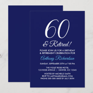 Invitation Minimaliste 60 ans et Retraite Violet Foncé de la 