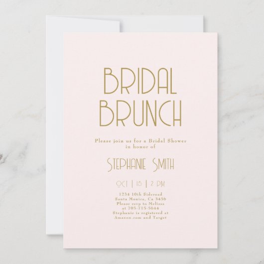 Invitation minimaliste à Brunch nuptial (Devant)