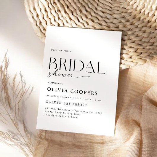 Invitation minimaliste à la douche nuptiale